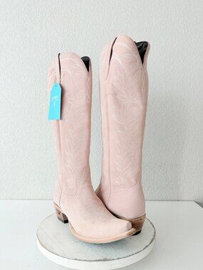 Lane SANDAGA Knee High Pink Cowboy Boots Womens Cowgirl Western Snip Toe 11